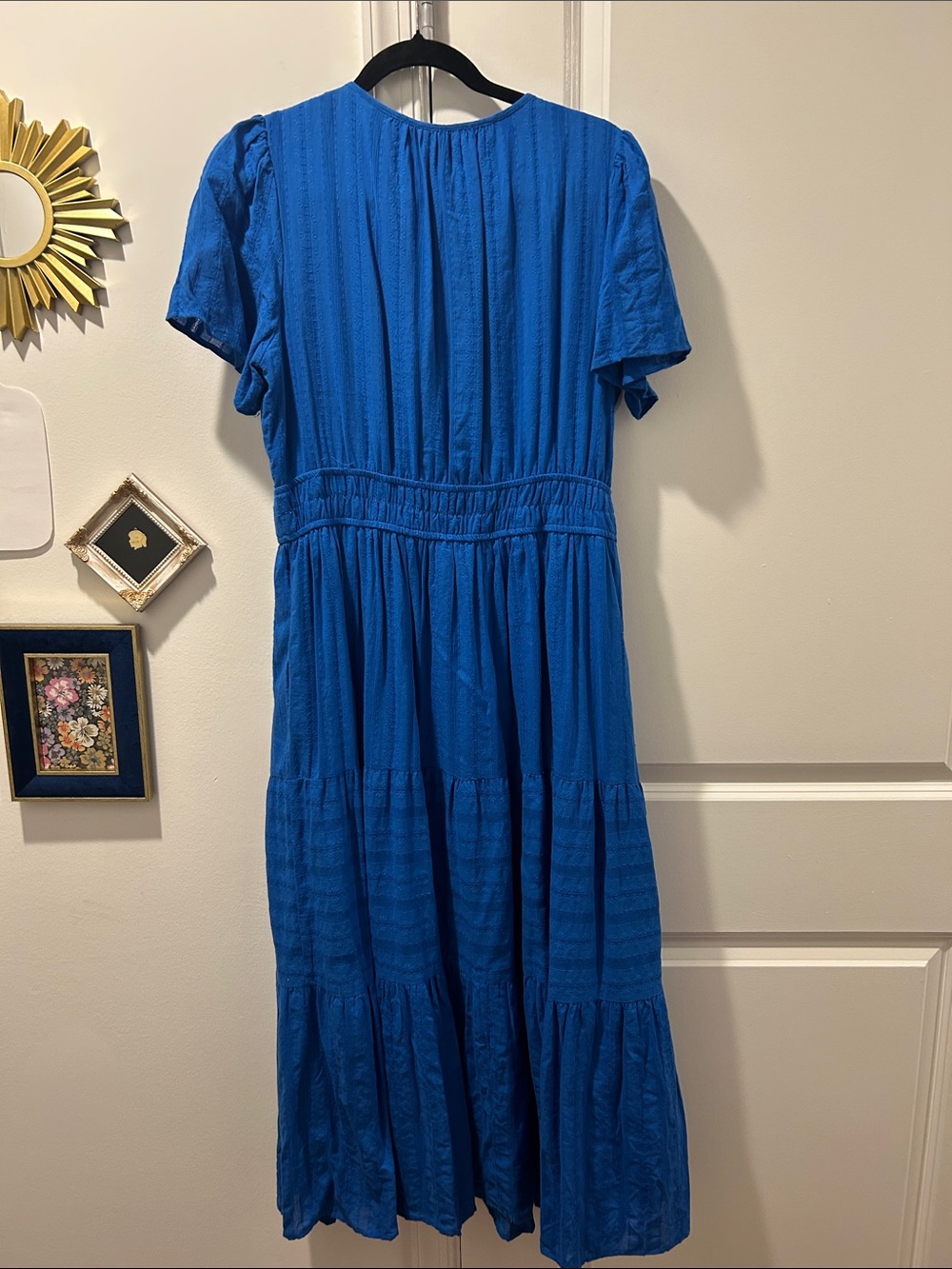 Vibrant Blue Short-Sleeve Tiered Maxi Dress - Picture 4 of 4